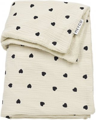 Meyco Baby Sweet Heart wiegdeken - pre-washed hydrofiel - soft sand - 75x100cm - 1.5 TOG