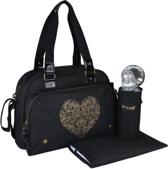 BABY AAN BOORD Gewoon premium luiertas + accessoires - zwart gouden hart