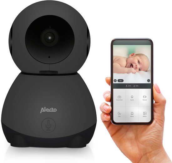 Alecto Wifi Babyfoon met Camera en App - Full HD - Op afstand beweegbaar - Melding bij beweging en geluid - SMARTBABY10BK - Zwart