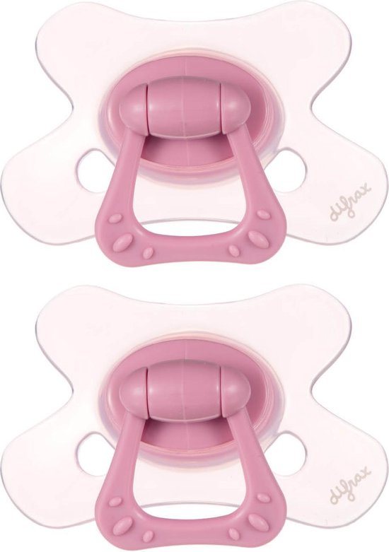 Difrax Natural Fopspeen 6+ Maanden - Roze - 2 Stuks, Siliconen Speen, Gemakkelijk te Accepteren