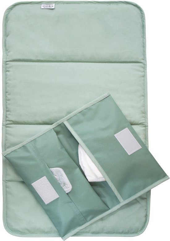 KipKep Napper Combi-set - wasbaar Verschoonmatje en Luier-etui - Pale Green, groen - baby verschoningsmatje - rPET - duurzaam