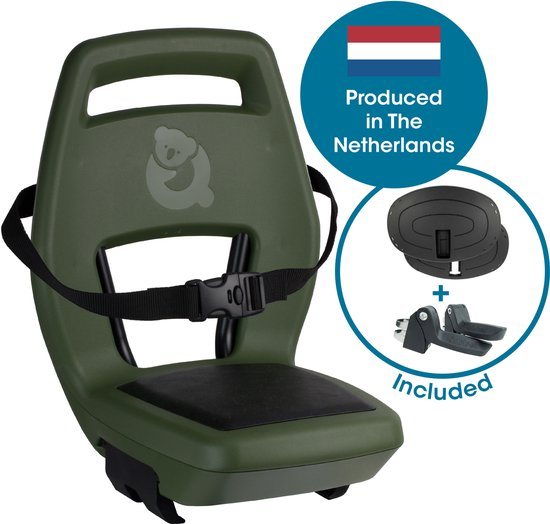 Qibbel Junior 6+ Fietsstoeltje Achter Bagagedrager bevestiging - Quick Connect - Fietszitje - Magic Green - inclusief voetbeschermingsplaten en voetsteunen