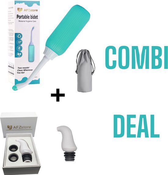 AFZstore® Bidet combi deal -draagbare bidets- portable wit - fles Groen – Vaginale Douche - Mobiele Bidet – Bidet Handdouche - Zwanger – toilet accessoires – Mini Draagbaar bidet -Inhoud van 500 ml - Bidet - Toilet- valentijn cadeautje voor haar