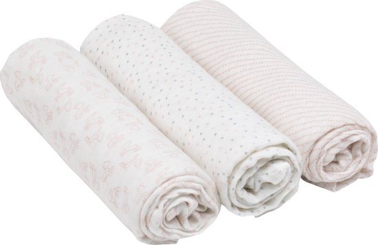 Lässig bamboo swaddle & burp doek / luier 80x80cm lela licht rose - 3 stuks