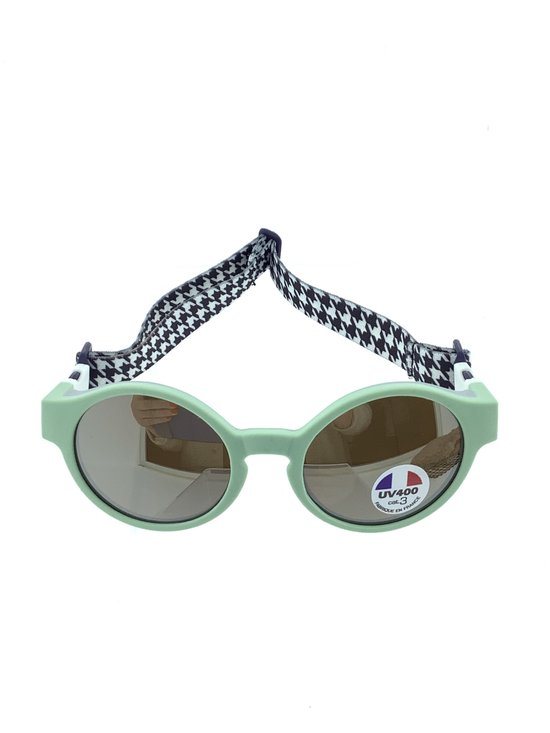 Kinder Baby zonnebril zomer winter - Altitude - Boutçhou pti'lou - Ultralichte, onbreekbare polycarbonaatlenzen - 100% UV400-bescherming - Elastisch en verstelbaar bandje, brilpootjes, koordje, bijpassend microvezel zakje en teddy opbergtasje