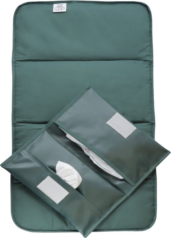 KipKep Napper Combi Verschonings-set - Calming Green - verschoonmatje en luier etuitje - Groen - gerecyclede materialen - Wasbaar