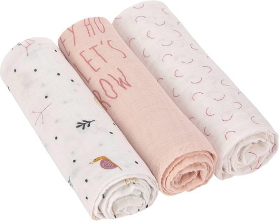 Lässig Hydrofiele luier swaddle doek 3 stuks Garden Explorer Girls 80 x 80 cm