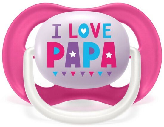 Philips Avent Fopspeen Ultra Air 6-18 mnd I Love Papa Roze - 2 stuks