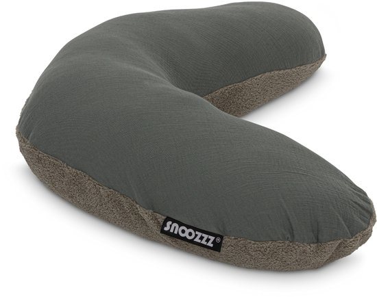 Snoozzz Voedingskussen Small met afneembare hoes - Fiber vulling - 120 cm - Teddy Olive