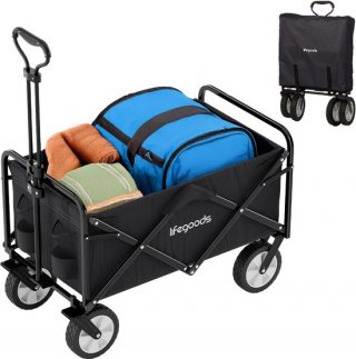 LifeGoods Bolderkar - 94L - Opvouwbaar - 70KG Draagkracht - Draaibare wielen - 2 Standen - Zwart