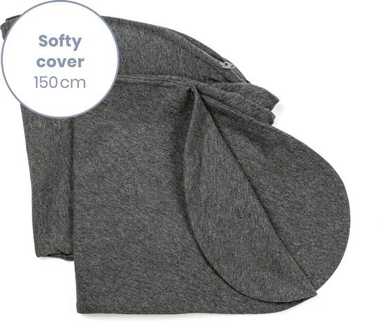 Doomoo Softy Hoes – Vervanghoes voor Voedingskussen Softy – Biologisch katoen – 150 cm – Chiné Anthracite
