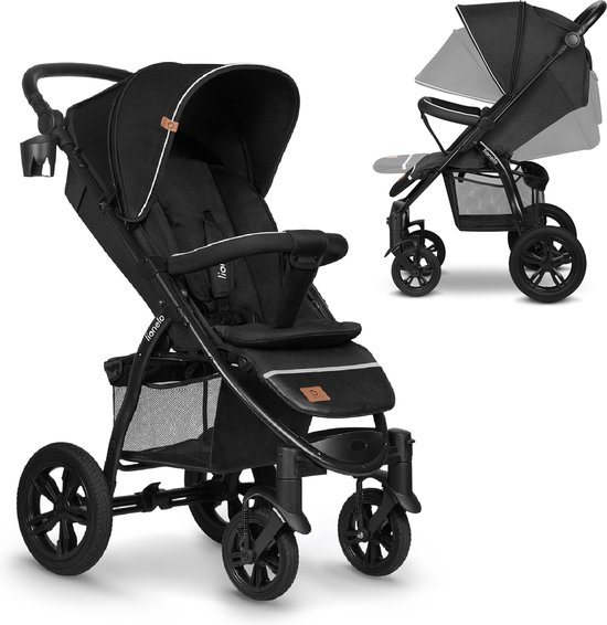 Lionelo Annet Tour - Buggy van 0 tot 4 jaar (of 22 kg) – Opvouwbaar met Eén Hand - Verstelbare Rugleuning tot Ligpositie - Onderhoudsvrije Grote Rubberen Wielen - XXL Luifel met Venster UPF50+ - Voetenzak - Muskietennet - Bekerhouder - Kinderwagen