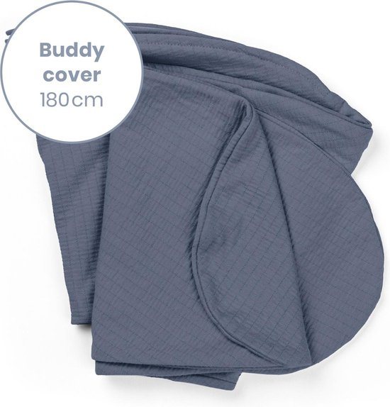 Doomoo Buddy Cover - Hoes voor Voedingskussen Buddy - Biologisch Katoen - 180 cm - Tetra Jersey Blue