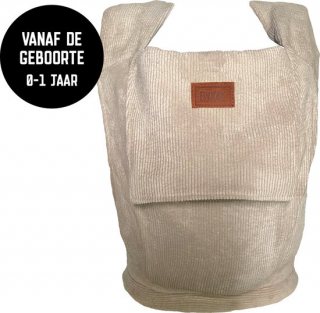 ByKay Draagzak Tiny Click Carrier - Ergonomische Draagzak Newborn newborn tot +/- 1 jaar - Eenvoudig en snel voor pasgeborenen - voor Buik en Heup - Comfortabele Stretch - Rib Almond Sand