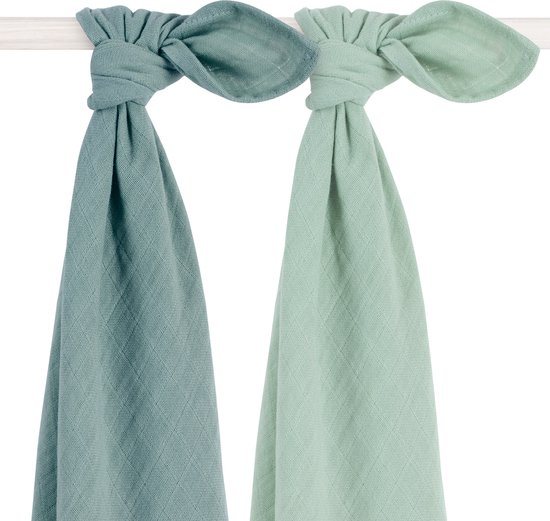 Jollein Hydrofiele Doek Large 115x115cm Bamboe Katoen - Ash Green - 2 Stuks