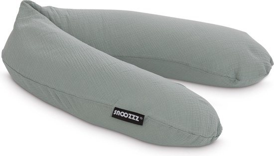 Snoozzz Voedingskussen Premium Kwaliteit - 185 cm – Microparel Vulling – Luxe Draagtas – Wasbare Hoes - Stone
