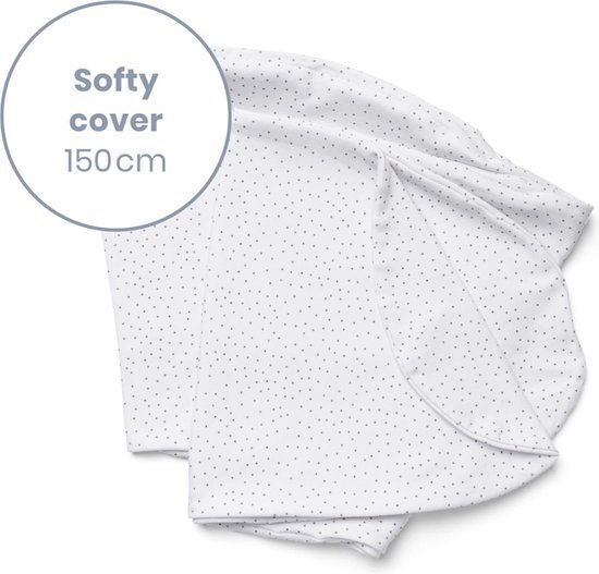 Doomoo Softy Hoes – Vervanghoes voor Voedingskussen Softy – Biologisch katoen – 150 cm – Silver Dots