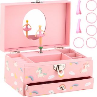 Behave Sieradendoos Meisjes - Muziekdoos - Juwelenkistje - Juwelendoos - Ballerina - Met Muziek - Sieradendoosje - Kinderen - Zonder Batterij - Roze