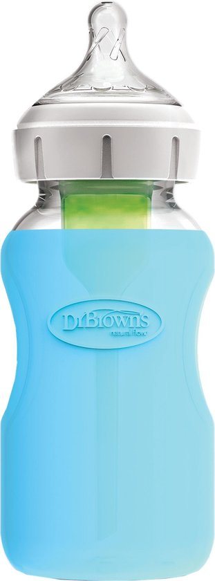 Dr. Brown's Flesbeschermer - Brede halsfles - 270ml - Blauw