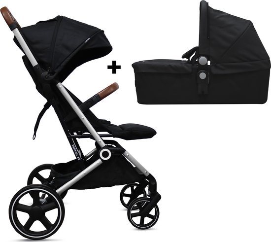 Deryan Luxe XP Buggy XL - Kinderwagen Inclusief Reiswieg - Compact lichtgewicht - Zwart Aluminium frame