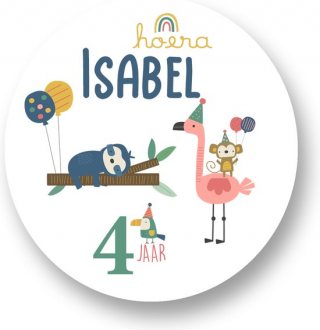 Traktatie Stickers Met Naam en Leeftijd - Tropical Party - Gepersonaliseerd - Sluitstickers - Kinderfeest Traktatie - Uitdelen - Uitdeeltraktatie - Traktatiestickers Pimp Studio