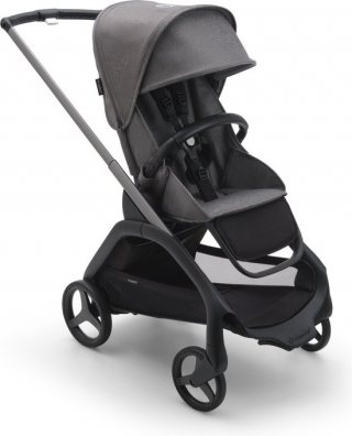 Bugaboo Dragonfly urban kinderwagen, lichtgewicht in elke stand met één hand inklapbaar, graphite onderstel en grey mélange zonnekap