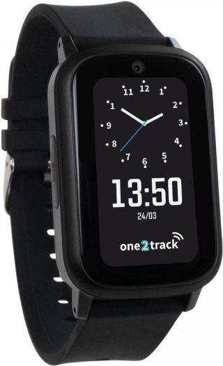 One2track Connect UP zwart | GPS horloge voor kinderen | Bekijk de locatie van je kind. Stel veilige zones in. En videobellen met de leukste smartwatch voor kinderen