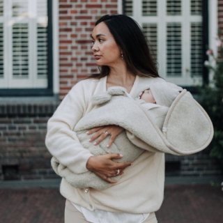 KiCo Label - Wikkeldeken - 100% merinowol - natur beige 100% merinowol wikkeldeken - heerlijk zacht - babydeken- -maxicosy openingen