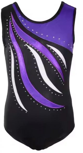 Turnpakje Mouwloos - Paars met Kristallen steentjes - 7-8 jaar