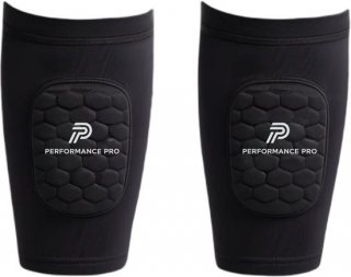Performance Pro Ingebouwde Mini Scheenbeschermers - Scheenbeschermers voetbal - Shin Pad Sleeve - Voetbal scheenbeschermers - Lengte 125 tot 145 cm - Kids - Met opbergzakje - Zwart