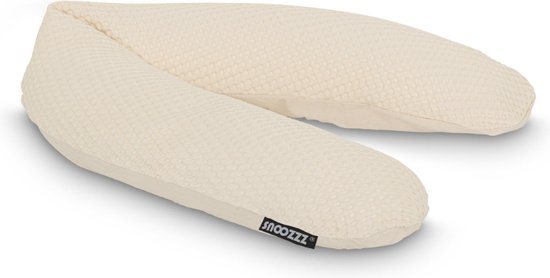Snoozzz Zwangerschapskussen Zijslaapkussen Lichaamskussen - 185 cm - microparel vulling- luxe draagtas - wasbare hoes - Wafel Champagne