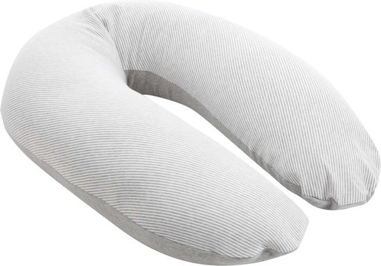 Doomoo Buddy - Voedingskussen - Zwangerschapskussen - Zijslaapkussen met superfijne en extra stille microkorrels - Bio katoen - 180cm - Classic Grey