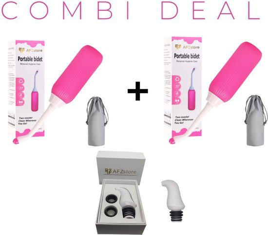 Bidet - Peri Bottle - Handdouche - Bidet Handdouche - Bidet Wc - bidet sproeier - postpartum - mobiele bidet - combi deal 2 - 2 Draagbare Bidets- roos – type 1- Mini Draagbaar Bidet wit type 1 - AFZstore®