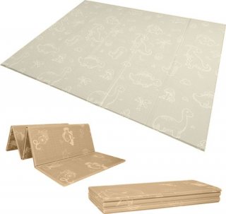 OPVOUWBARE Baby Speelmat - DUBBELZIJDIG Speelkleed incl. opbergtas - EXTRA DIK - 180x200x1,5cm - Ecru/ Beige