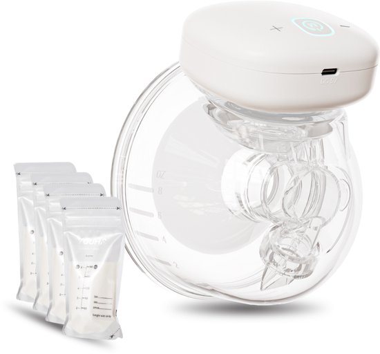 Youha Elektrische Draadloze Borstkolf Gen 1 - Handmatig bedienbaar - BPA-vrij - Handsfree - Maat: 24mm - Enkele kolf - Handsfree & Draagbaar - Inclusief Moedermelk bewaarzakjes & E-book
