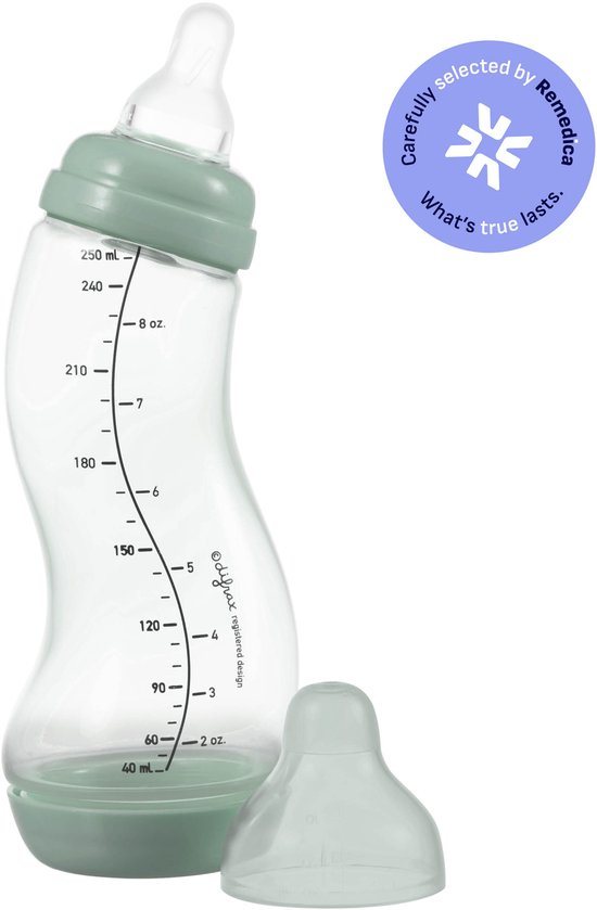 Difrax Natural S-Babyfles - 250 ml - Saliegroen - Anti Colic