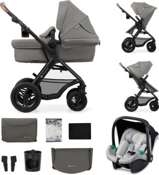 Kinderkraft MOOV 2 AIR 3-in-1 Kinderwagen – Grote Opblaasbare Wielen – Travel System met MINK PRO i-Size Autostoeltje – Grijs