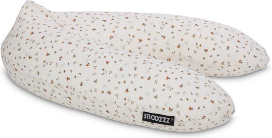 Snoozzz Voedingskussen Premium Kwaliteit - 185 cm – Microparel Vulling – Luxe Draagtas – Wasbare Hoes - Flower