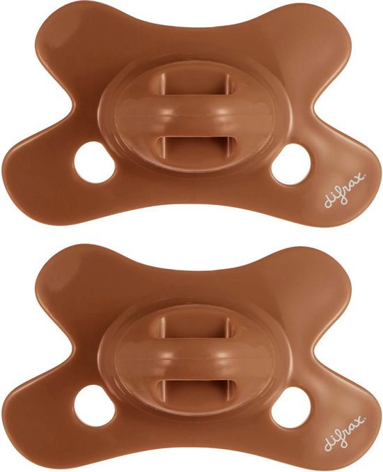 Difrax Natural Fopspeen - 0 tot 6 Maanden - Bruin - 2 Stuks