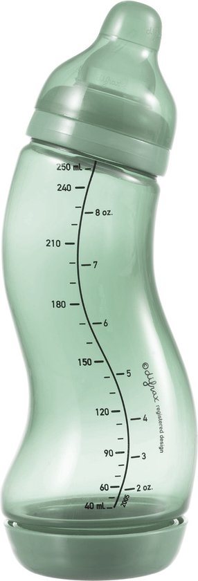 Difrax Natural S-babyfles - 250 ml - Anti Koliek - Groen - 1 Stuk