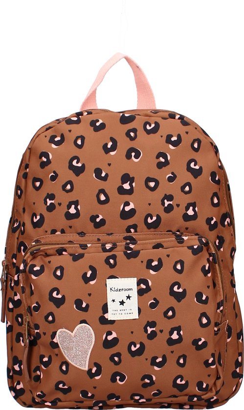 Kidzroom Attitude Kinderrugzak | 6,4 L | Taupe | kleine fashionsta | rugzak | schooltas | kinderen | panterprint | 34*26*10 cm