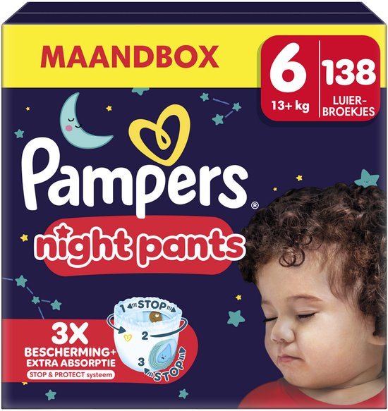 Pampers Night Pants Maat 6, 138 luierbroekjes, 13kg+