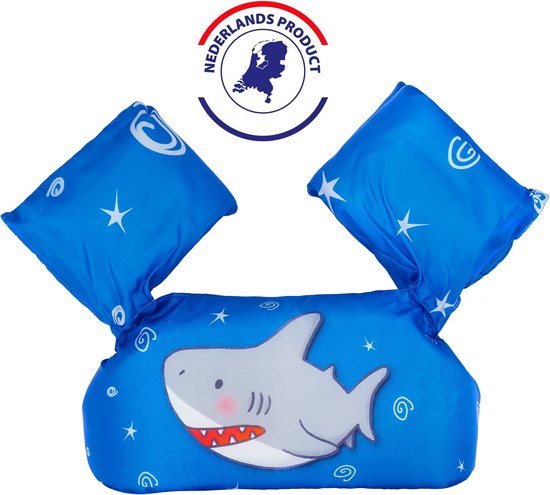 Edmondo Zwemvest kinderen - met Kinderslot / Veiligheidssluiting - Puddle Jumper Deluxe - Haai - 15 tot 30kg - 2 tot 6 jaar - Zwembandjes - Reddingsvest - Zwemvest kind - Nederlands product - NL handleiding - Inclusief Pop It sleutelhanger