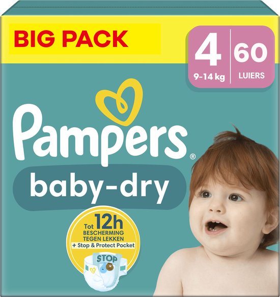 Pampers - Baby Dry - Maat 4 - Big Pack - 60 stuks - 9/14 KG