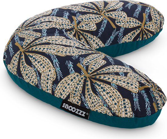 Snoozzz Voedingskussen Small met Fiber vulling en afneembare hoes - Blauw Sassy - 125 cm