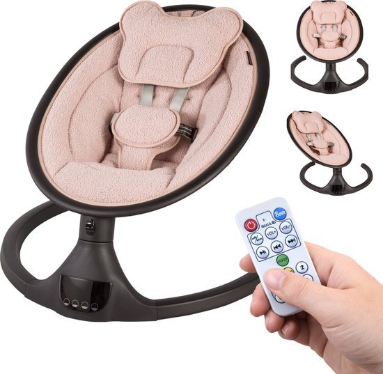 X Adventure Wipstoel Elektrisch Rocco / Schommelstoel Met Bluetoothfunctie & Afstandsbediening- Teddy Oud Roze
