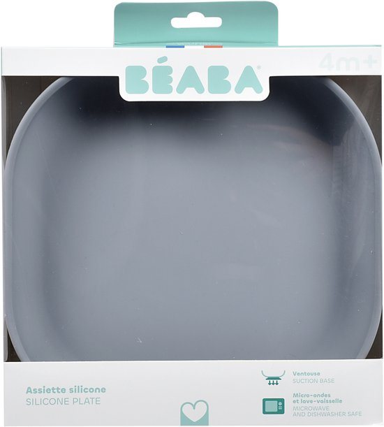 Béaba Siliconen Bord - Met Zuignap - Onbreekbaar & Ergonomisch - BPA-vrij - Geschikt voor Magnetron & Vaatwasser - Blauw