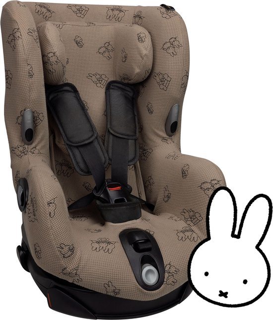 Ukje-Nijntje Autostoelhoes Geschikt voor Maxi Cosi Axiss - Maxi Cosi Hoes Groep 0-1 - Zacht Katoen - Waterdichte voering - Perfecte Pasvorm - Taupe Nijntje