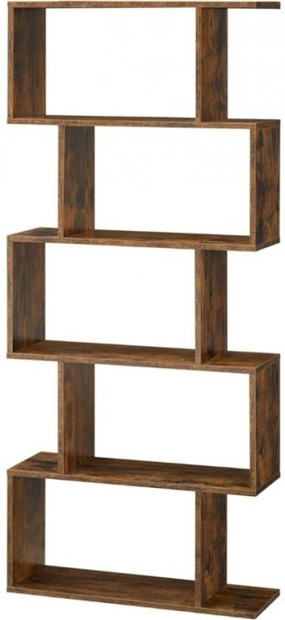 Hoppa! Boekenkast Vintage - Opbergkast - Rechthoekige Vakken - Kast Voor Boeken - Bruin - 70 x 24 x 159 (B x D x H)