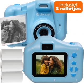Denver Kindercamera Full HD met Printer - Selfie Camera - 48MP - Digitale Camera Kinderen - Foto en Video - Spelletjes - KPC1370 - Blauw
